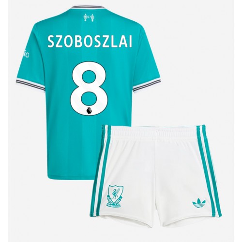 Stroje piłkarskie Liverpool Dominik Szoboszlai #8 Koszulka Trzeciej dla dzieci 2025-26 Krótki Rękaw (+ szorty)